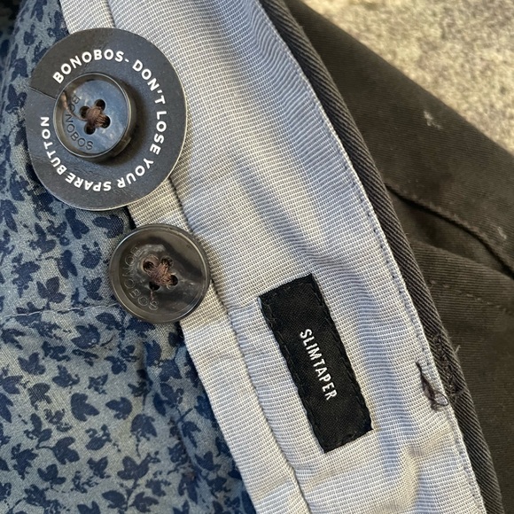 MENS BONOBOS WASHED BLACK SLIM TAPERED CHINO 34/30 - Picture 4 of 4